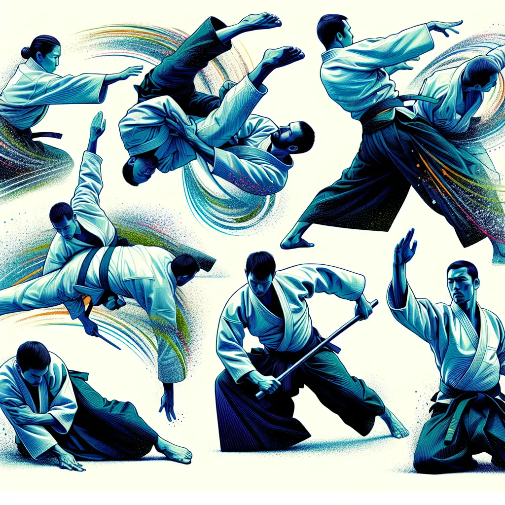 Demonstracja technik aikido w tradycyjnym dojo