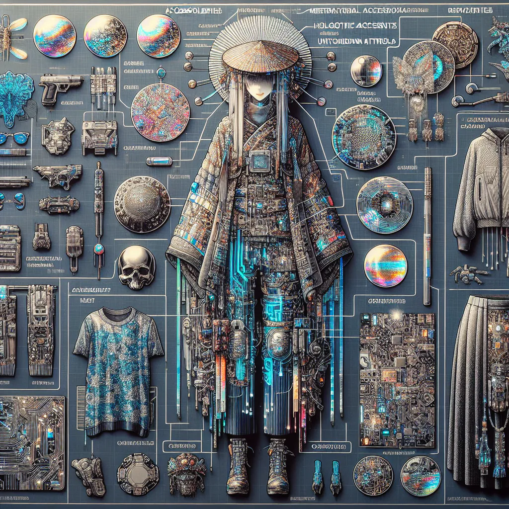 Modelka w futurystycznym japońskim stroju z elementami elektroniki