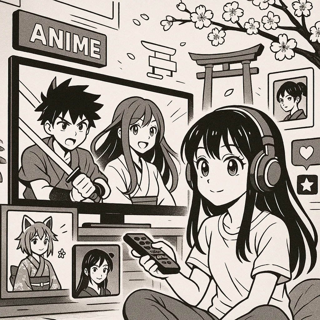 Platformy do oglądania anime - grafika z logo serwisów