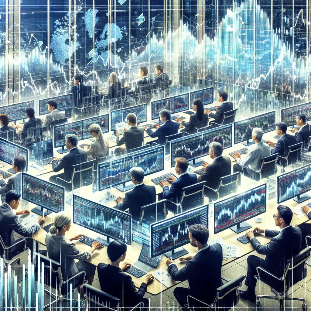 Ekrany z notowaniami giełdowymi w centrum Tokio