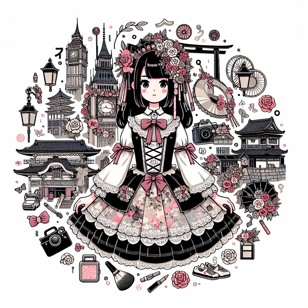 Kolorowa ulica w dzielnicy Harajuku pełna młodych ludzi w modnych strojach