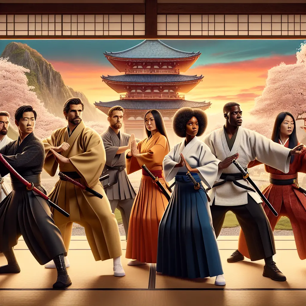 Samuraj w pełnej zbroi na tle tradycyjnego zamku japońskiego