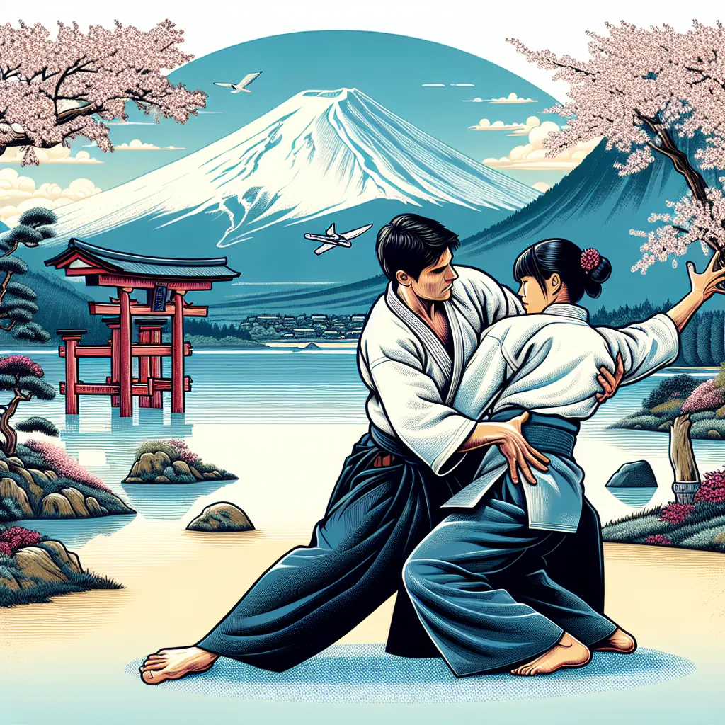 Trening aikido z demonstracją technik rzutów