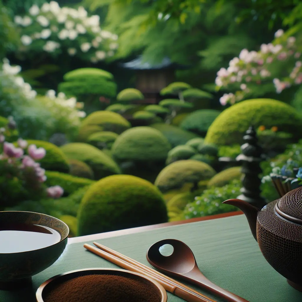 Mistrz ceremonii herbaty przygotowujący matcha w tradycyjnym pawilonie