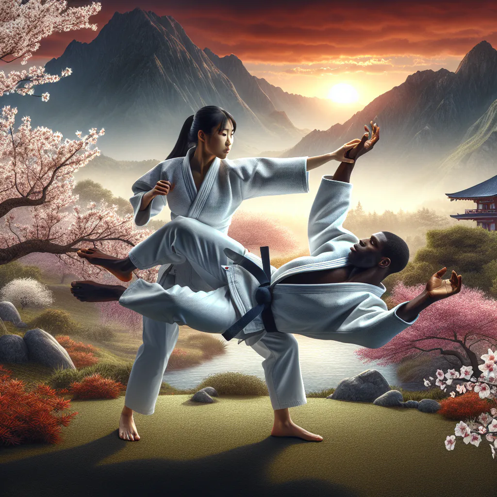 Zawodnicy judo podczas treningu w tradycyjnym dojo