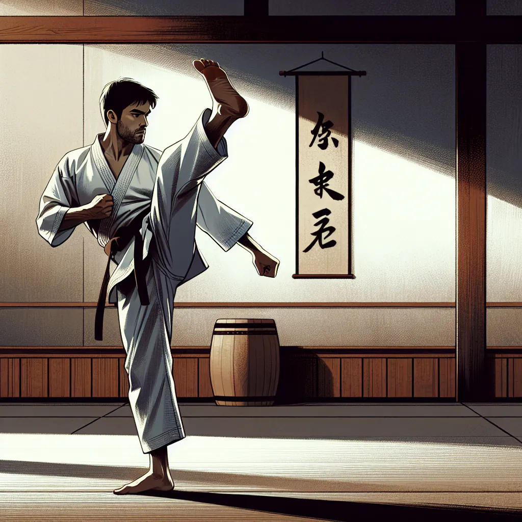 Mistrz karate demonstrujący tradycyjną technikę