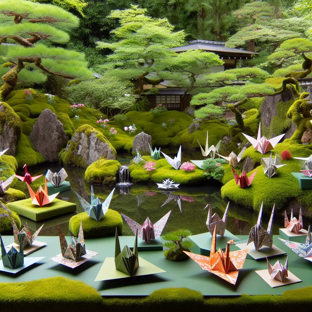 Skomplikowana figura origami wykonana z kolorowego papieru