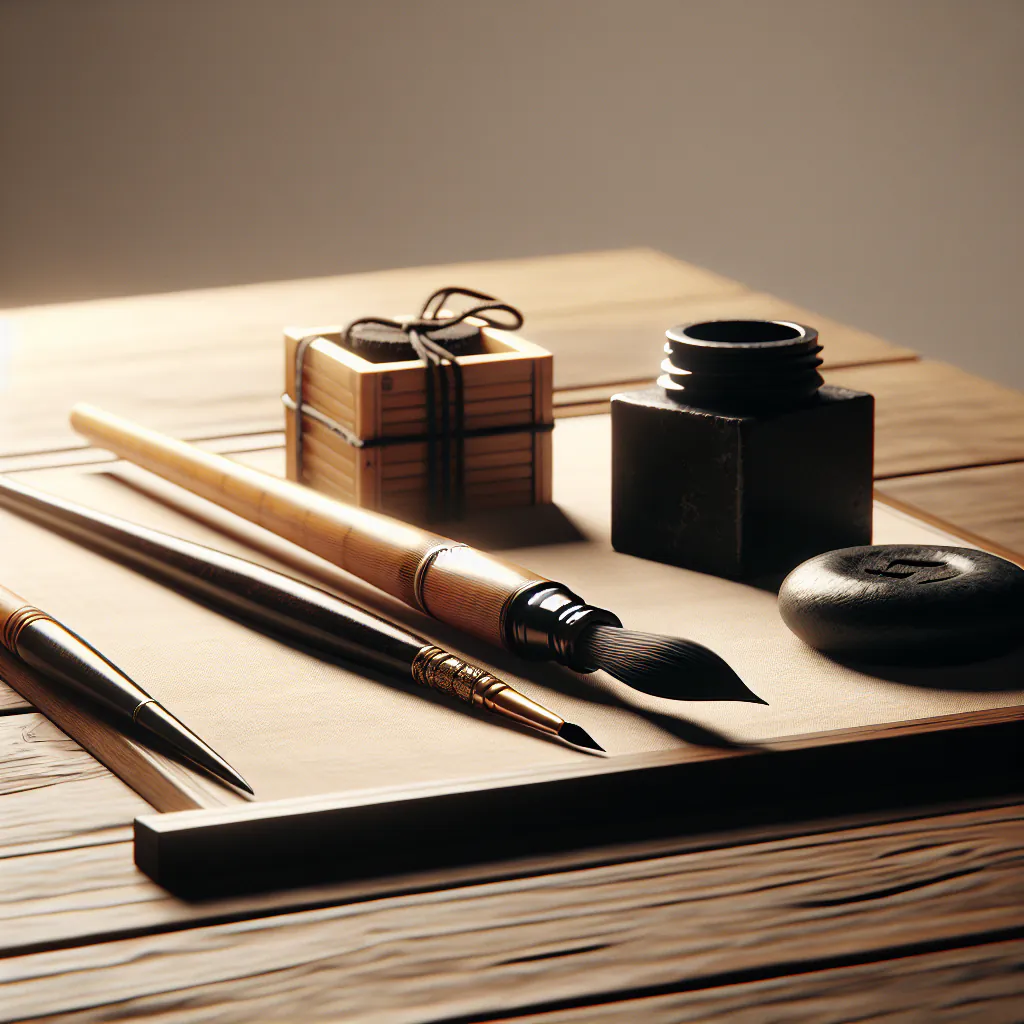 Artysta tworzący tradycyjny obraz sumi-e