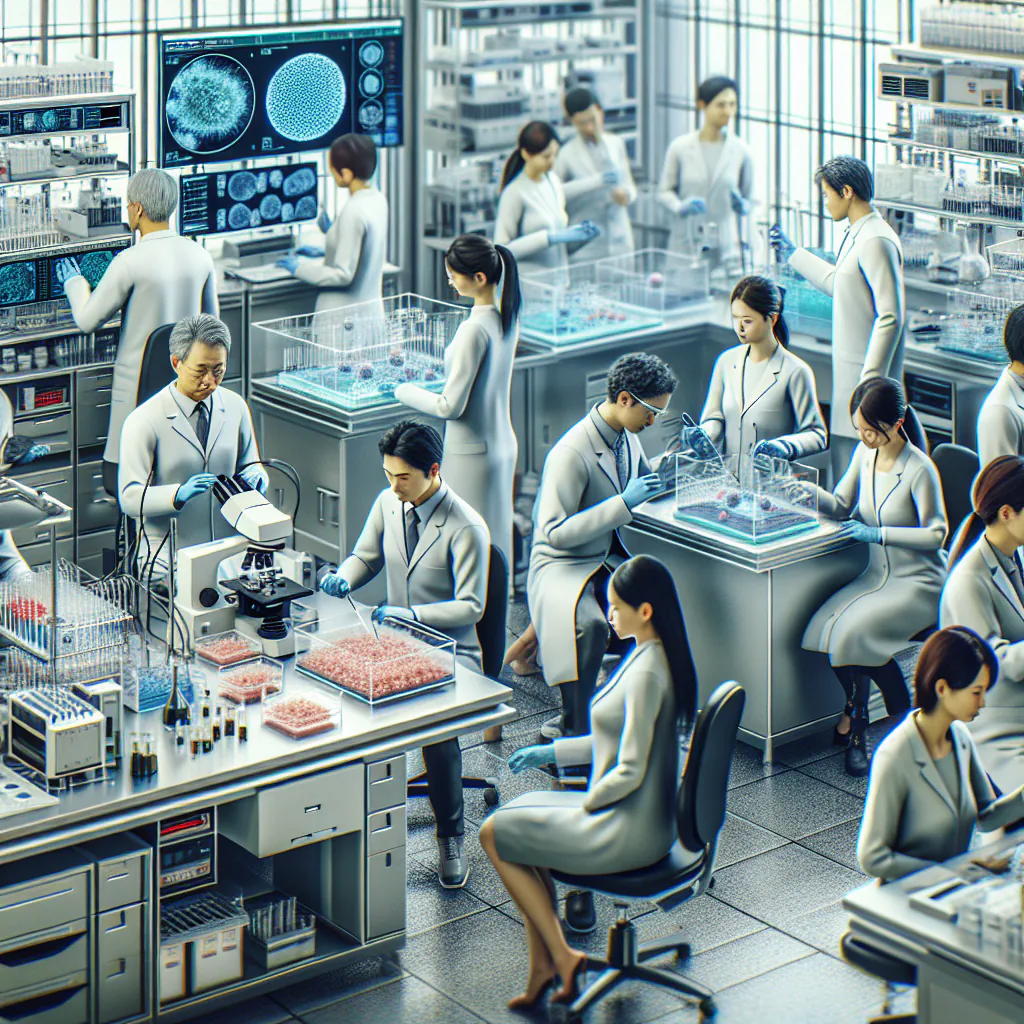 Japońskie laboratorium medycyny regeneracyjnej z naukowcami przy pracy