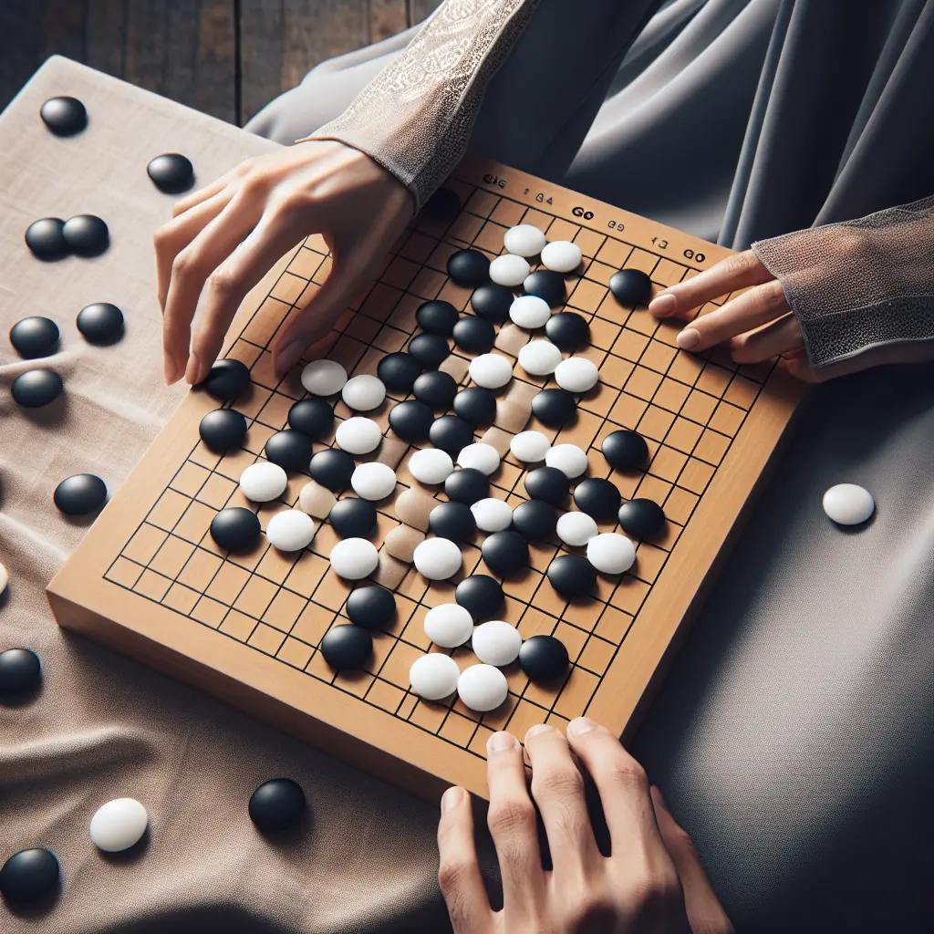 Tradycyjna plansza do gry w go z kamiennymi pionkami