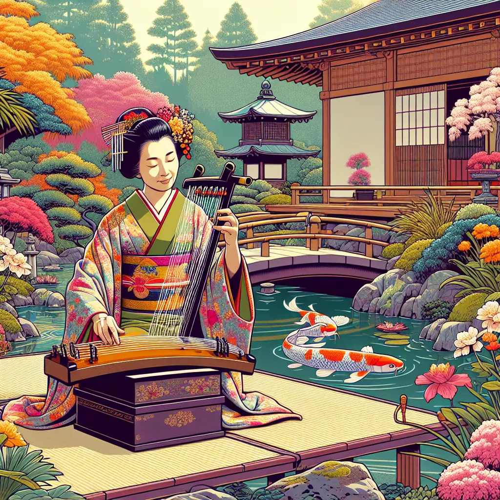 Kolekcja tradycyjnych japońskich instrumentów muzycznych