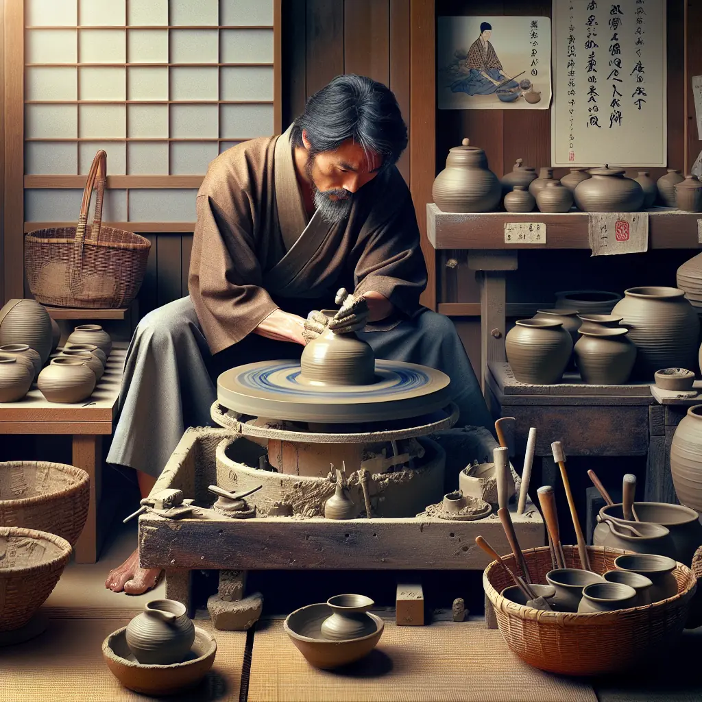 Rzemieślnik tworzący tradycyjne wyroby z laki