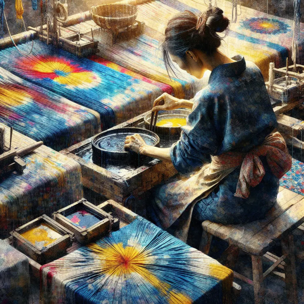 Tradycyjne wzory shibori na tkaninach