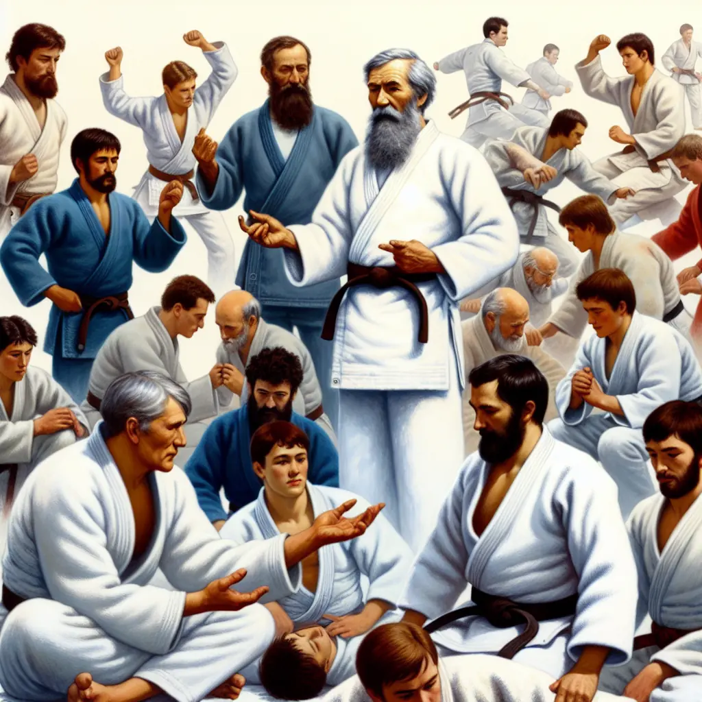 Zawodnicy judo podczas walki na macie olimpijskiej