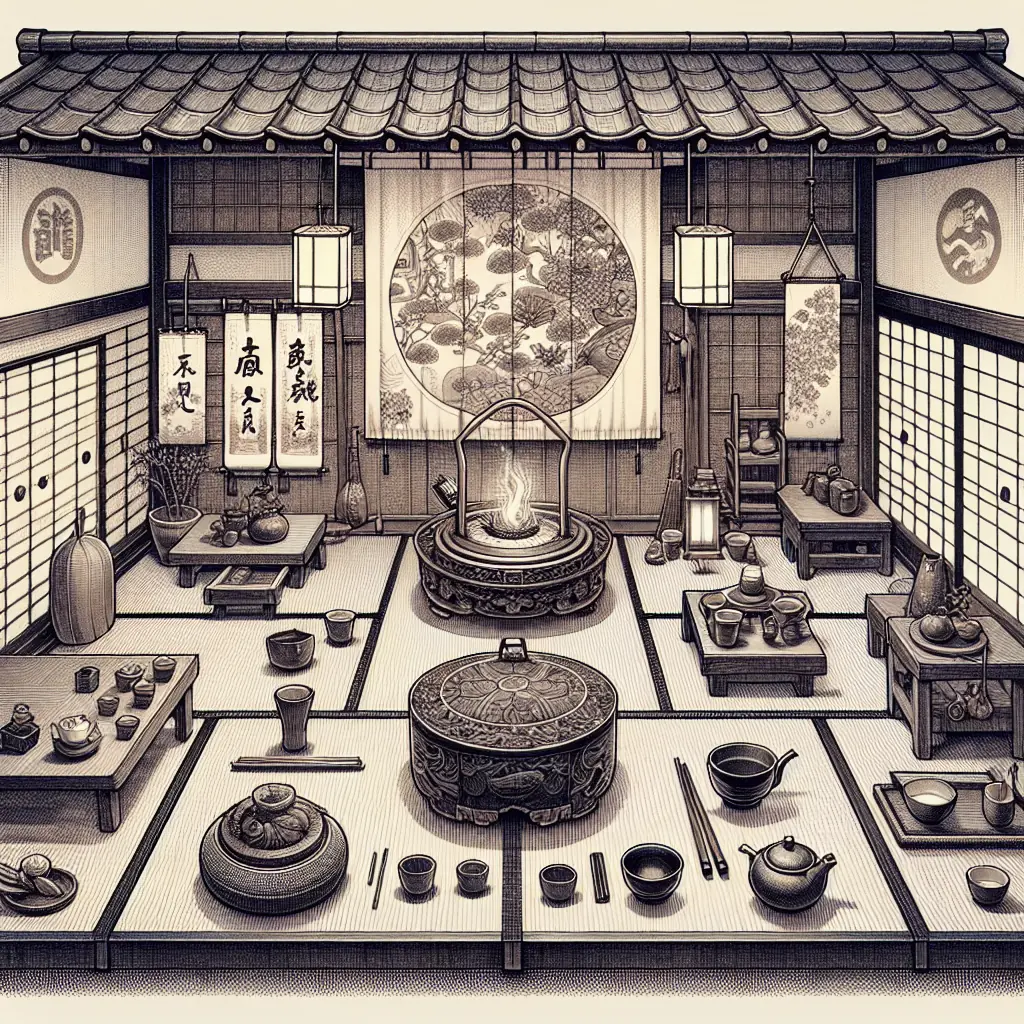 Stwórz unikalny obraz przedstawiający ceremonię herbacianą w Japonii, z detalami pokazującymi estetykę i znaczenie tej tradycji