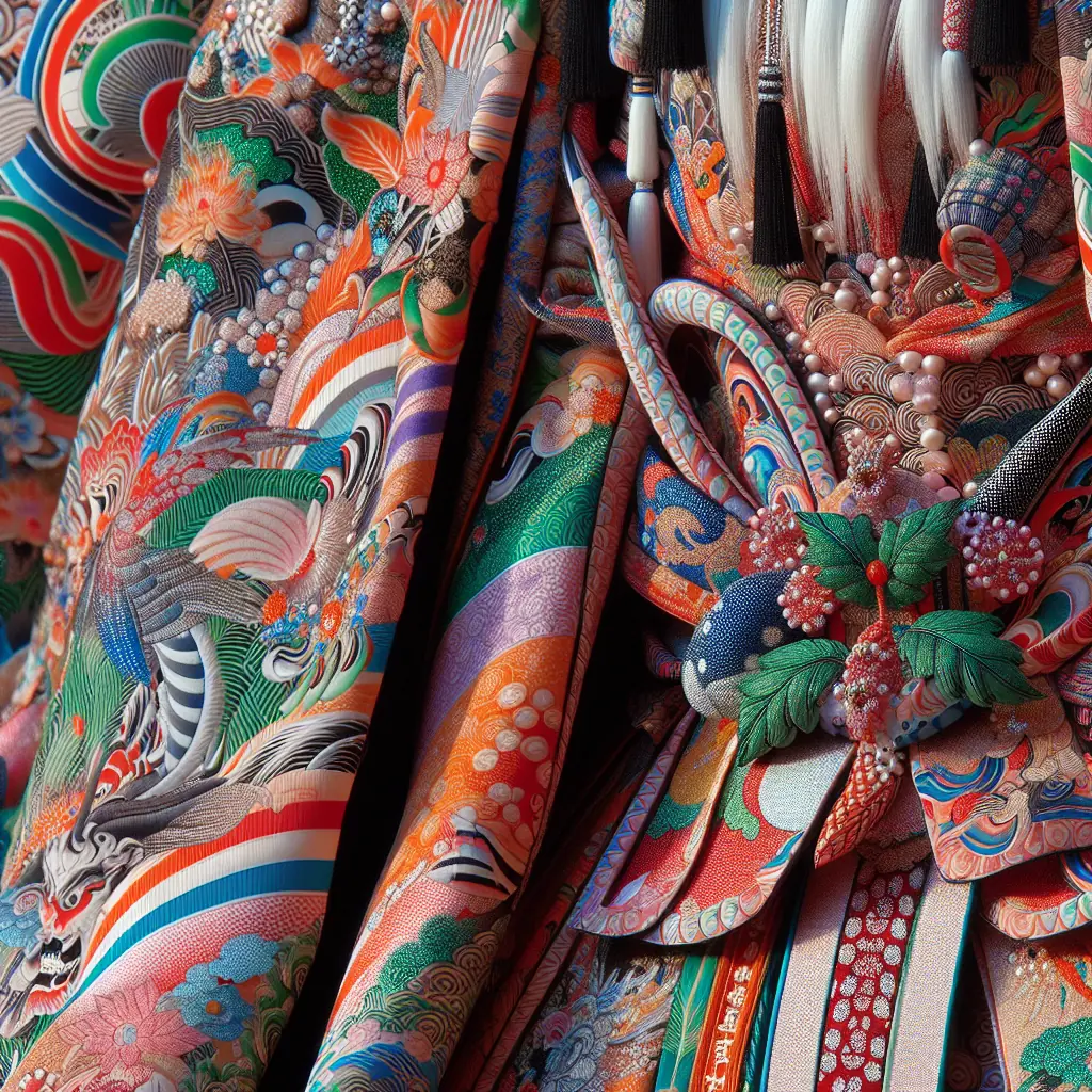 Aktor kabuki w tradycyjnym makijażu i kostiumie