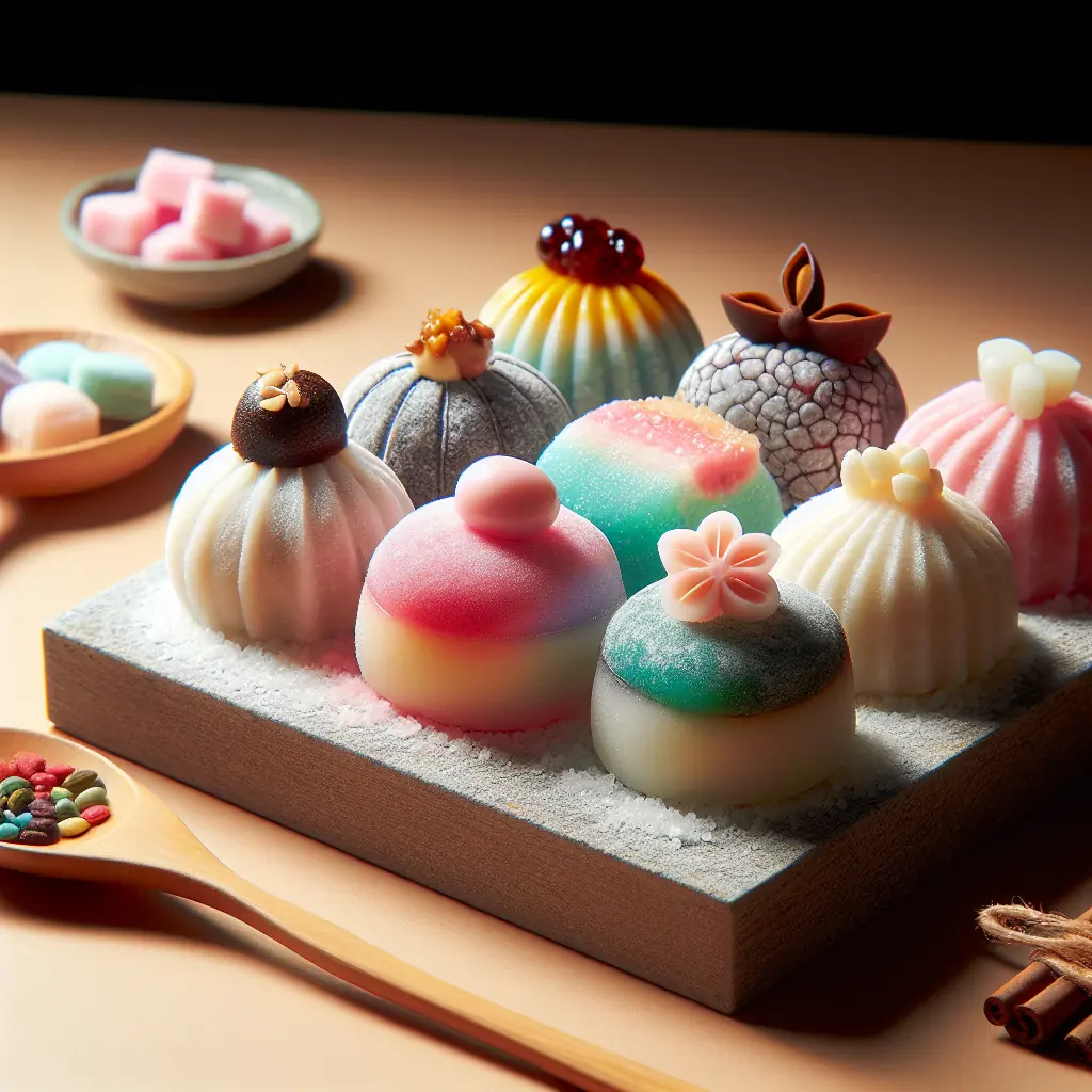 Różnorodne wagashi udekorowane motywami sezonowymi